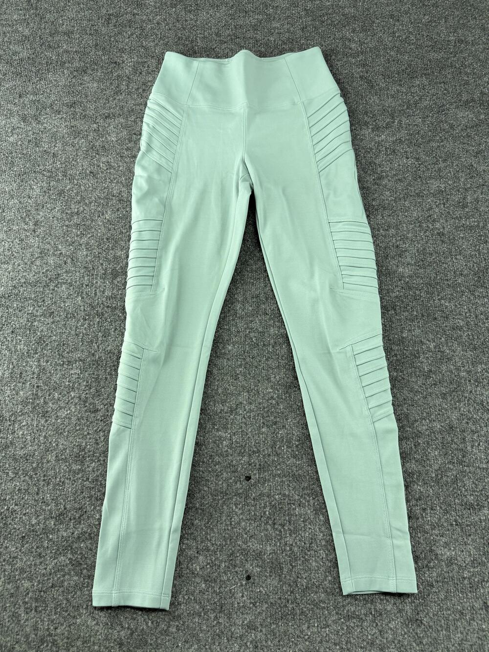 Athleta Delancey Moto Tight Leggings Womens S Green High Rise Ankle Yoga Gym